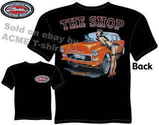 1955 Chevy 55 Gasser Pinup Hot Rod T Shirt, Size MD  