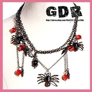   GOTHIC PUNK Visual Widow Eight Legged 1021 Red Freaks spider NECKLACE