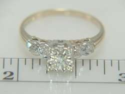 Vintage 14K White Gold 1940s Diamond Engagement Ring  