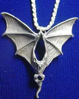 1047 Big Gothic Vampire Prince Dracula Bat Silver charm  