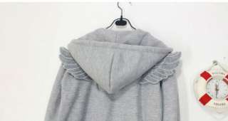   Style Cute AngelWing Hoodie jacket Coat Black Grey Small S 1058  