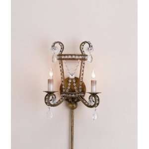 Currey and Company 5544 2 Light Serendipity Wall Sconce, Rhine Gold 