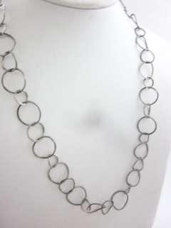 SIBILIA Silver Tone Hammered Antiqued Chain Necklace  