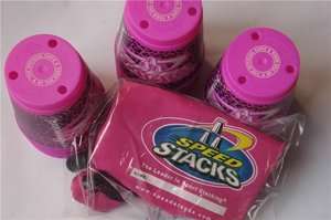 AC1046 12 Speed Stacks Sport Stacking Cups and Bag hot pink  