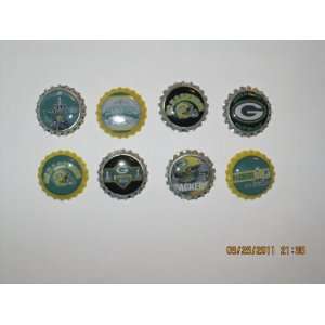  8 Green Bay Packers Bottlecap Magnets (Set 1): Kitchen 