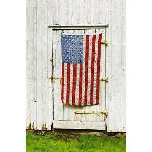  American Flag Draped,door of Barn   Peel and Stick Wall 
