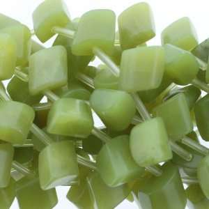  Beads   Olive Jade  Rhombus Plain with Plastic Tube Link 