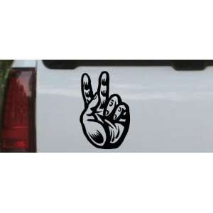 Black 32in X 21.6in    Peace Hand Sign Car Window Wall Laptop Decal 