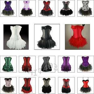 Sexy Vintage Lace Up Corset Bustier+Skirt+G String 1540  