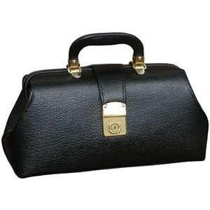  Black Leather Specialist Bag With Brass Fittings 14 x 8 