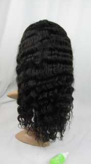 indian remy human hair front lace wig 16 1# deep wave  