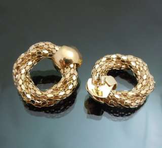 Vintage Gold plated Super Glam Mesh Chain Tangle Post Earrings 1.5inch 