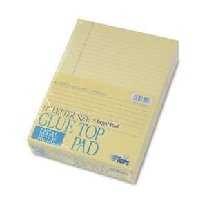 TOPS 7522 Glue Top Legal Pads, 8 1/2 x 11, Canary, Legal Rule, 50 Shts 