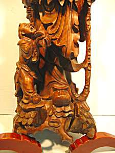 Antique Chinese Wood Carving, Lohan.  
