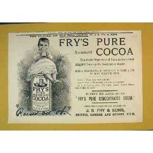  1890 Advert FryS Pure Concentrated Cocoa Baby Can