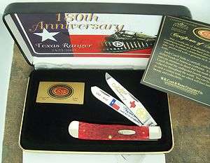 CASE XX 2009 180th TEXAS RANGER ANNIVERARY RED BONE TRAPPER KNIFE 6254 