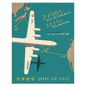 World Travel Poster Japan Airlines Fly to America 12 inch 
