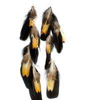 12 Inch Silver Multi Feather Chandelier Earrings Black Golden Gray 