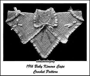 1916 Titanic WWI Baby Kimono Cape Crochet Pattern Baptism Christening 