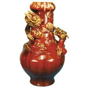  Chinese red dragon vase   ceramic: Home & Kitchen