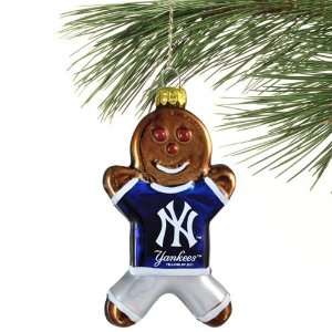  New York Yankees Blown Glass Gingerbread Man Ornament 