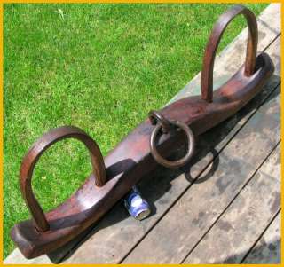 Antique Ox Yoke Hand Carved Wood Forged Wrought Iron  