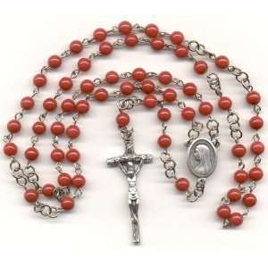  Catholic Rosary   Red Mountain Jade / Papal Crucifix 