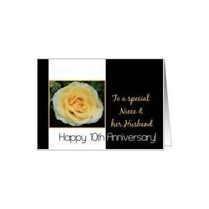  10th Wedding Anniversary card for Niece & Husband   Yellow 