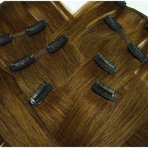  16 Clip In On 100% Human Hair Extension Color # 4 Medium 