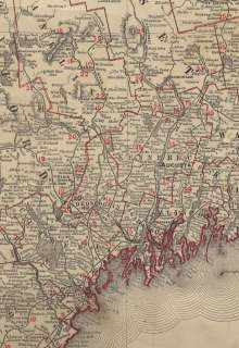 1893 Railroad Map of Maine. 14 X 20. Genuine  