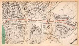 1908 Lithograph Map Plan Bath Caracalla Mons Aventinus Rome Celiolus 
