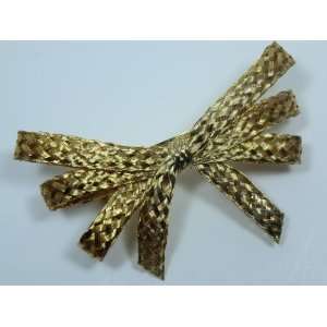   Charles J. Wahba   Wire Mesh Flat Ribbon Barrette Gold plated Beauty
