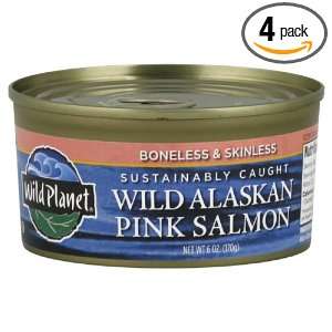 Wild Planet Wild Pink Salmon, 6 ounces (Pack of4)  Grocery 