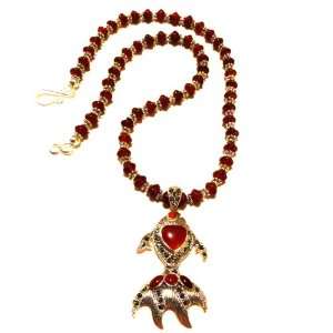   Red Onyx Necklace W/red Onyx and Marcasite Pendant, 19 Inches Jewelry