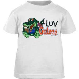  Florida Gators White Toddler I Luv Gators T shirt: Sports 
