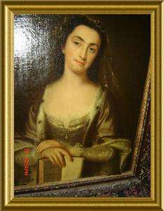 ANTIQUE ENGLAND LADY PORTRAIT WITH BOOK Lewis Theobald Shakespeare OIL 