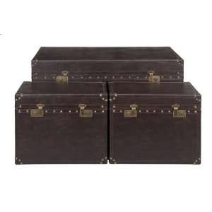   in. x 21 in. x 21 in. W Wood Leather Trunk   Set of 3: Home & Kitchen