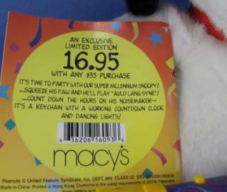 Macys Millennium Snoopy Stuffed Plush Toy with Crown  