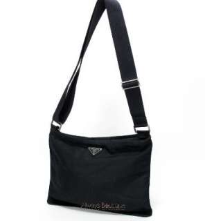 Authentic PRADA Black Tessuto Nylon Messenger Crossbody Bag  