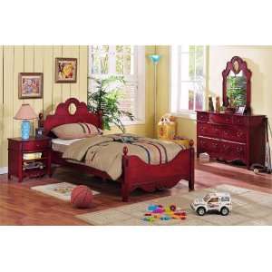   pc cherry finish wood twin size kids bedroom set: Home & Kitchen