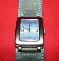 GUESS MEN TREND BLUE LEATHER WATCH CUFF 75549G3 NEW  