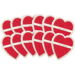   Seed Paper Heart Shaped Gift Enclosure Card in cranberry, 12 pack