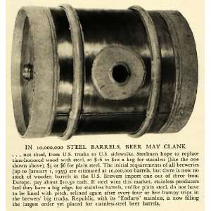  1933 Print Steel Barrel Beer Keg Booze Brewery Alcohol 