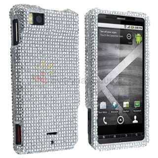 Silver Bling Hard Case Cover For Motorola Droid X MB810  