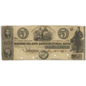  Rhode Island Agricultural Bank 1834 5 Dollars, RI 135 G24 