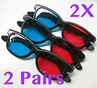 pairs 2x 3d glasses red blue dimensional anaglyph black