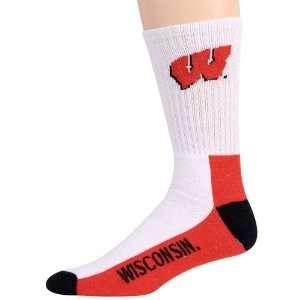   : Wisconsin Badgers Tri Color Team Logo Crew Socks: Sports & Outdoors
