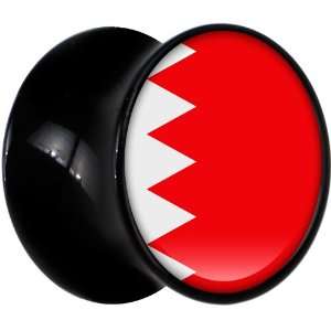  10mm Black Acrylic Bahrain Flag Saddle Plug Jewelry