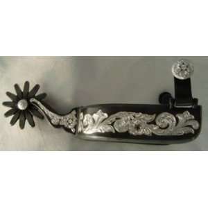  Steel and Sterling Silver Arena style Spur with Floral 