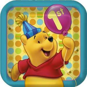 Winne the Pooh 1st Birthday Party Dinner Plates   Pooh First Birthday 